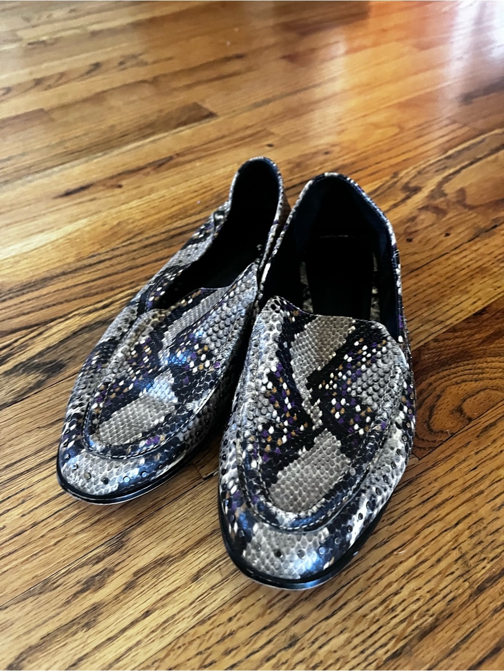Vince Camuto Snake-Texture Slip-On Loafers - Silver